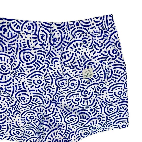 NEW Agos & Co Blue White Geometric Print  Drawstring Men’s Swim Trunks Sz 2XL - Picture 5 of 9